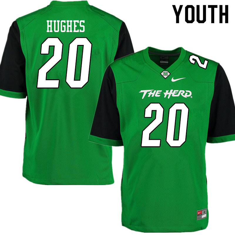 Youth #20 De'Kwan Hughes Marshall Thundering Herd College Football Jerseys Sale-Gren - Click Image to Close